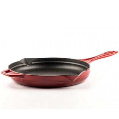 Emajlová liatinová panvica Hosse, Rubin, Ф28cm - Plochá liatinová panvica