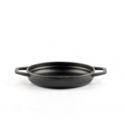 Emajlová liatinová panvica s dvoma rukoväťami Hosse, Black Onyx, Ф16cm - Plochá liatinová panvica