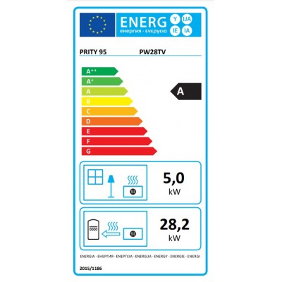 Krb na drevo Prity s integrovaným kotlom P W28 TV, 28,2 kW - Krby