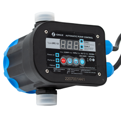 Regulátor tlaku EPC-12 s digitálnym displejom a nastaviteľnými prahovými hodnotami Gmax – veľkosť 1", výkon 2,2 kW, frekvencia 50–60 Hz, napätie 220–240 V - Vodné čerpadlá