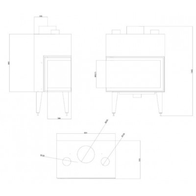 Krbova vlozka Balkan Energy ATS STABLE AIR CORNER 800, s vzduchové kanály, správne, 15.15kW - Krby