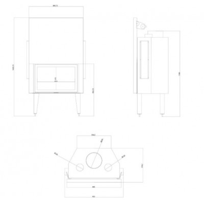 Krbova vlozka Balkan Energy ATS STRAIGHT AIR 800, s vzduchové kanály, 15.95kW - Krby