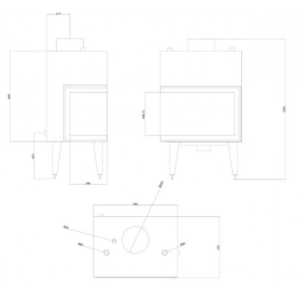 Teplovodná krbová vložka Balkan Energy ATS STABLE HYDRO CORNER 700, správne, 19.56kW | Krby na drevo | Krby |