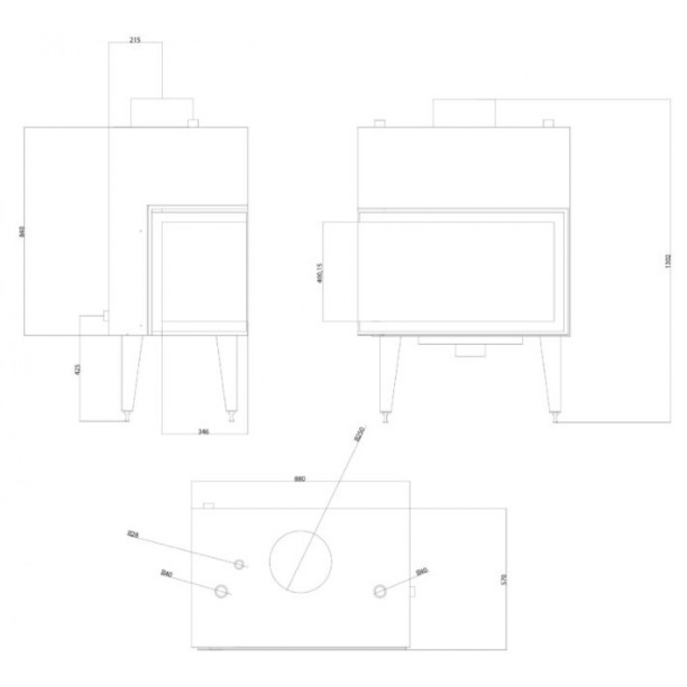 Teplovodná krbová vložka Balkan Energy ATS STABLE HYDRO CORNER 800, správne, 24.58kW | Krby na drevo | Krby |