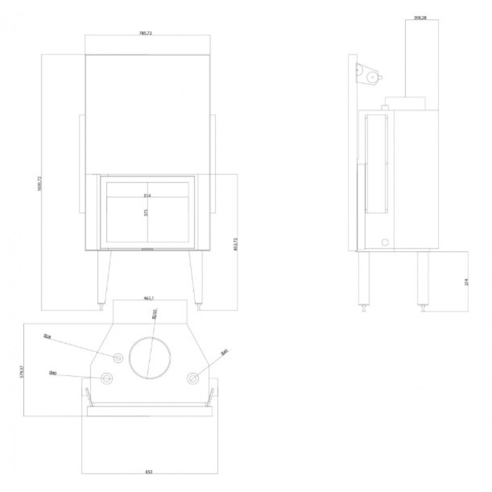 Teplovodná krbová vložka Balkan Energy ATS STRAIGHT HYDRO 700, 24.56kW | Krby na drevo | Krby |