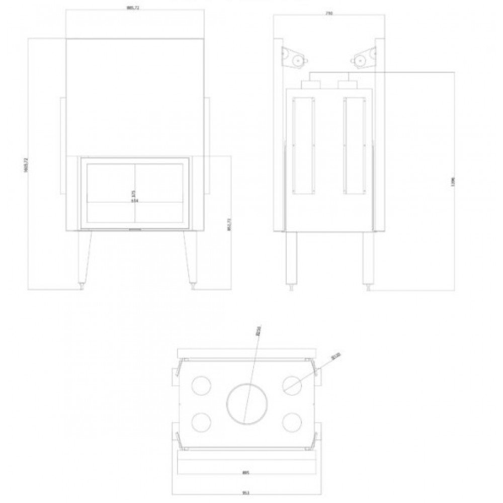 Krbova vlozka Balkan Energy ATS TUNNEL AIR 800, s vzduchové kanály, 16.1kW | Krby na drevo | Krby |