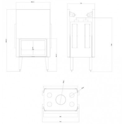 Krbova vlozka Balkan Energy ATS TUNNEL AIR 800, s vzduchové kanály, 16.1kW - Krby