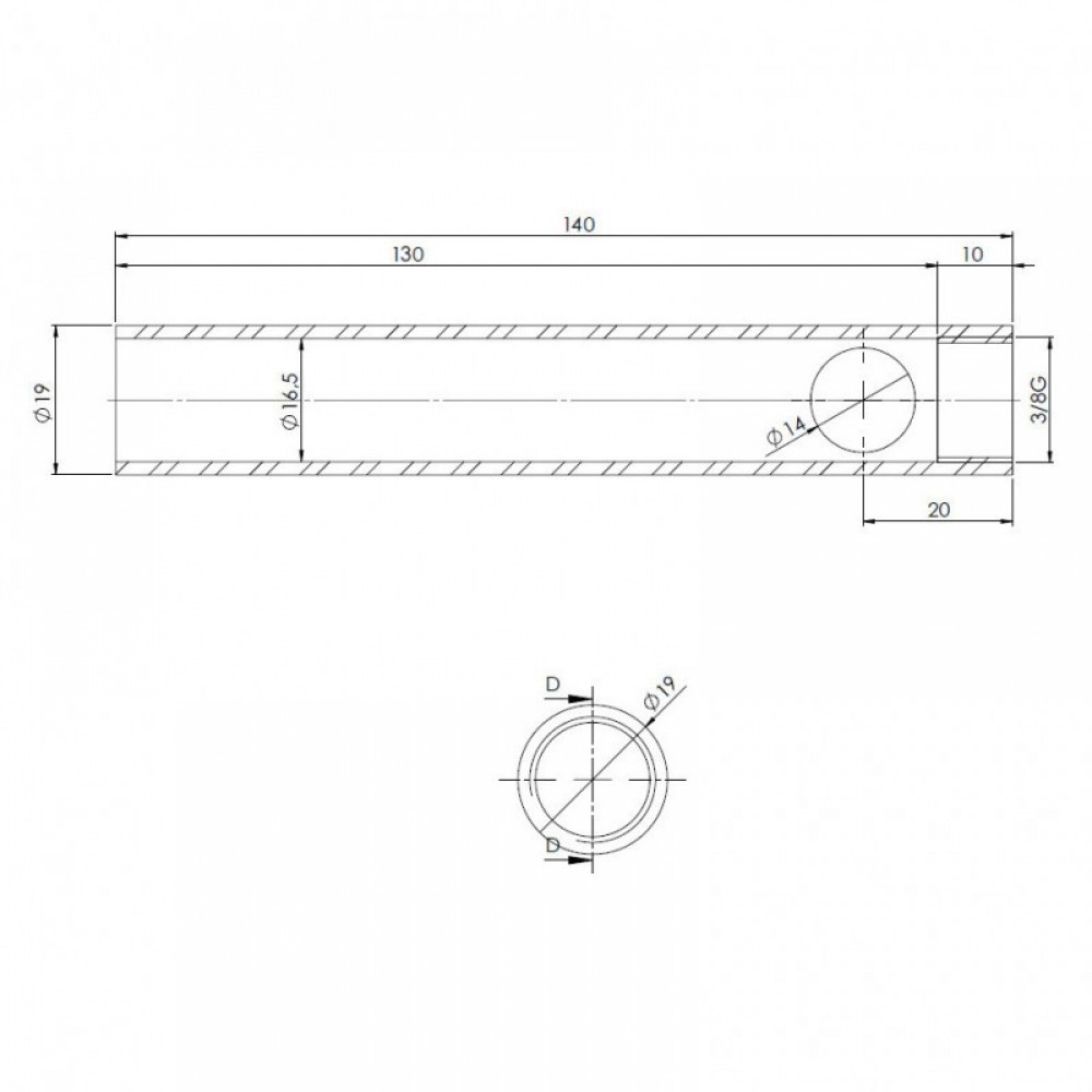 Trubica pre zapaľovač / rezistor peletových kachlí, priemer 19 mm, dĺžka 140 mm, závit 3/8" | Zapaľovače / rezistory pre peletové kachle | Diely pre peletové kachle |