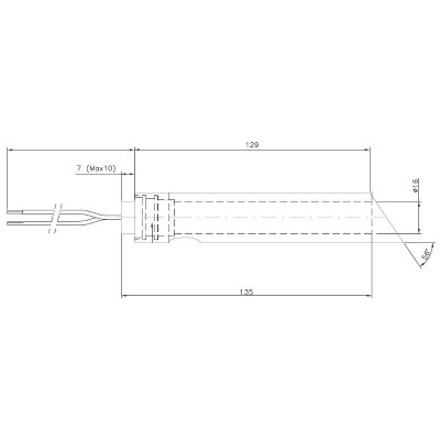 Sada Zapaľovač / rezistor s vodiacou trubicou pre peletové kachle Jotul, Ravelli a iné, celková dĺžka 144mm, 350W - Zapaľovače / rezistory pre peletové kachle