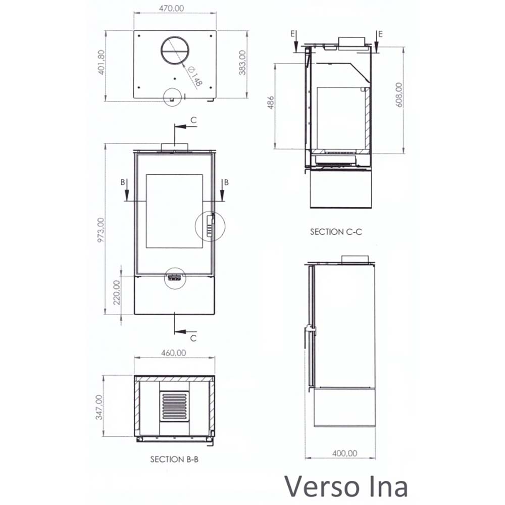 Kachle / Piecka na drevo Verso Ina, 7.5kW | Kachle na drevo / Piecky na drevo | Krbové kachle |