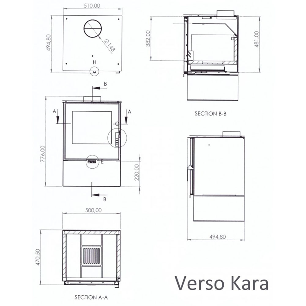 Kachle / Piecka na drevo Verso Kara, 7.5kW | Kachle na drevo / Piecky na drevo | Krbové kachle |
