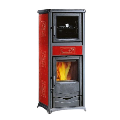 Taliansky kachle / piecka na drevo s rúrou La Nordica Rossella Plus Forno Evo, červená, 9.4kW - Krbové kachle