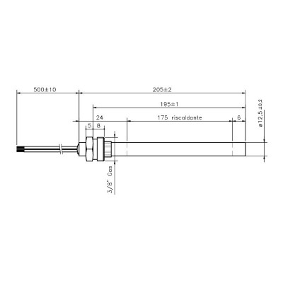 Zapaľovač / rezistor pre peletové kachle Clam, celková dĺžka 205mm, 400W - Zapaľovače / rezistory pre peletové kachle