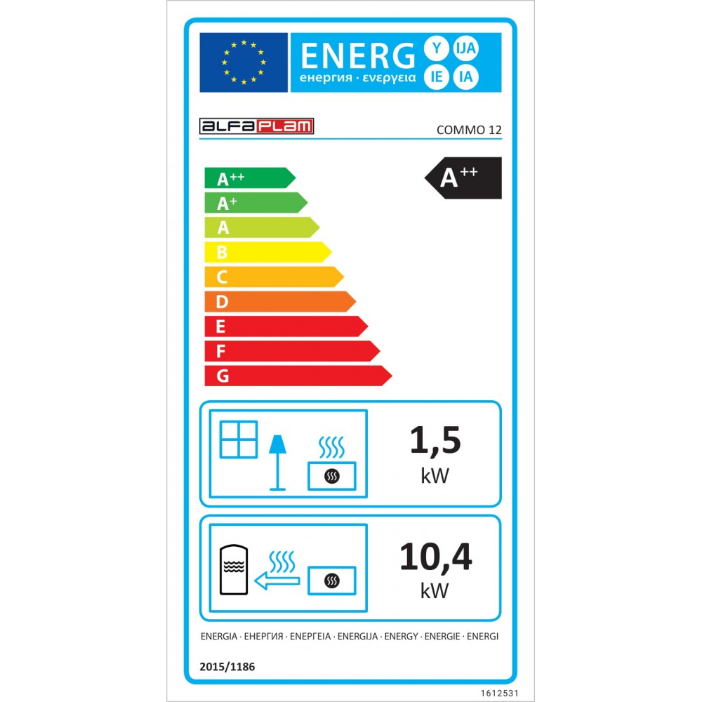 Teplovodné peletové kachle Alfa Plam Commo 12, Červená, 12 kW | Teplovodné peletové kachle | Peletové kachle / Pece na pelety |