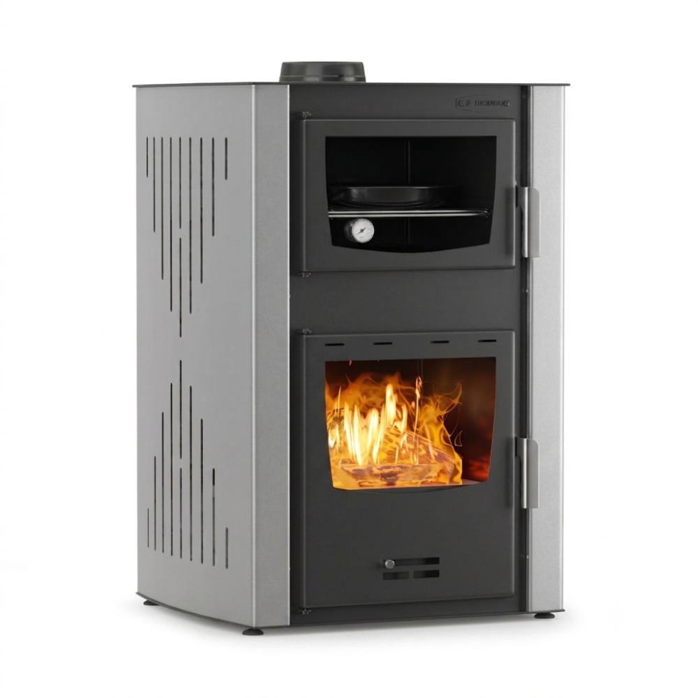 Krbové kachle s teplovodným výmenníkom s rúrou Velmora Fire ATS HYDRO ΜΑSΙΝΑ 90-25 sivá, 25kW | Krbové kachle s teplovodným výmenníkom | Krbové kachle |