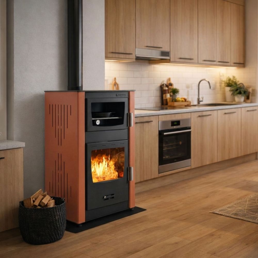 Krbové kachle s teplovodným výmenníkom s rúrou Velmora Fire ATS HYDRO ΜΑSΙΝΑ 90-25 terakotová, 25kW | Krbové kachle s teplovodným výmenníkom | Krbové kachle |