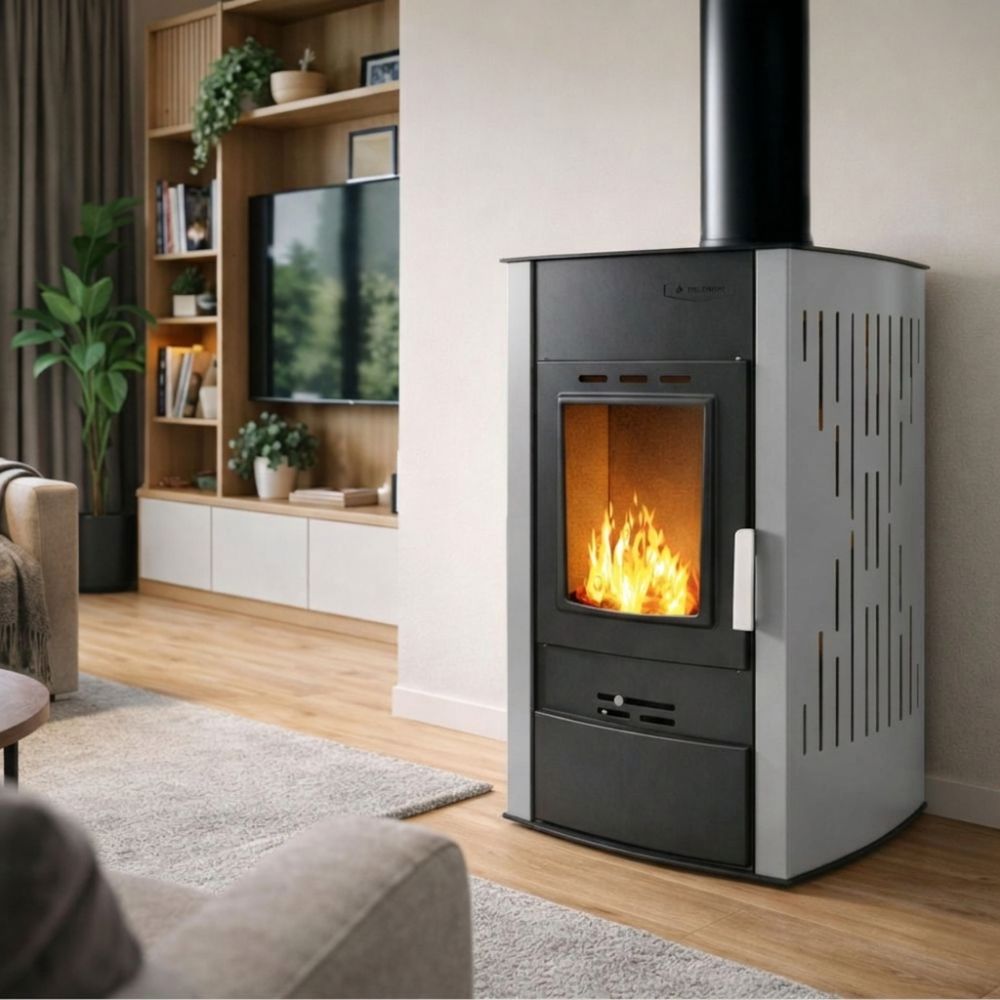 Krbové kachle s teplovodným výmenníkom Velmora Fire ATS HYDRO sivá, 25kW | Krbové kachle s teplovodným výmenníkom | Krbové kachle |