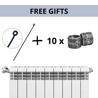 Kompletná sada hliníkových radiátorov Helyos Evo H600, 10 ks x 10 sekcií - Hliníkové radiátory