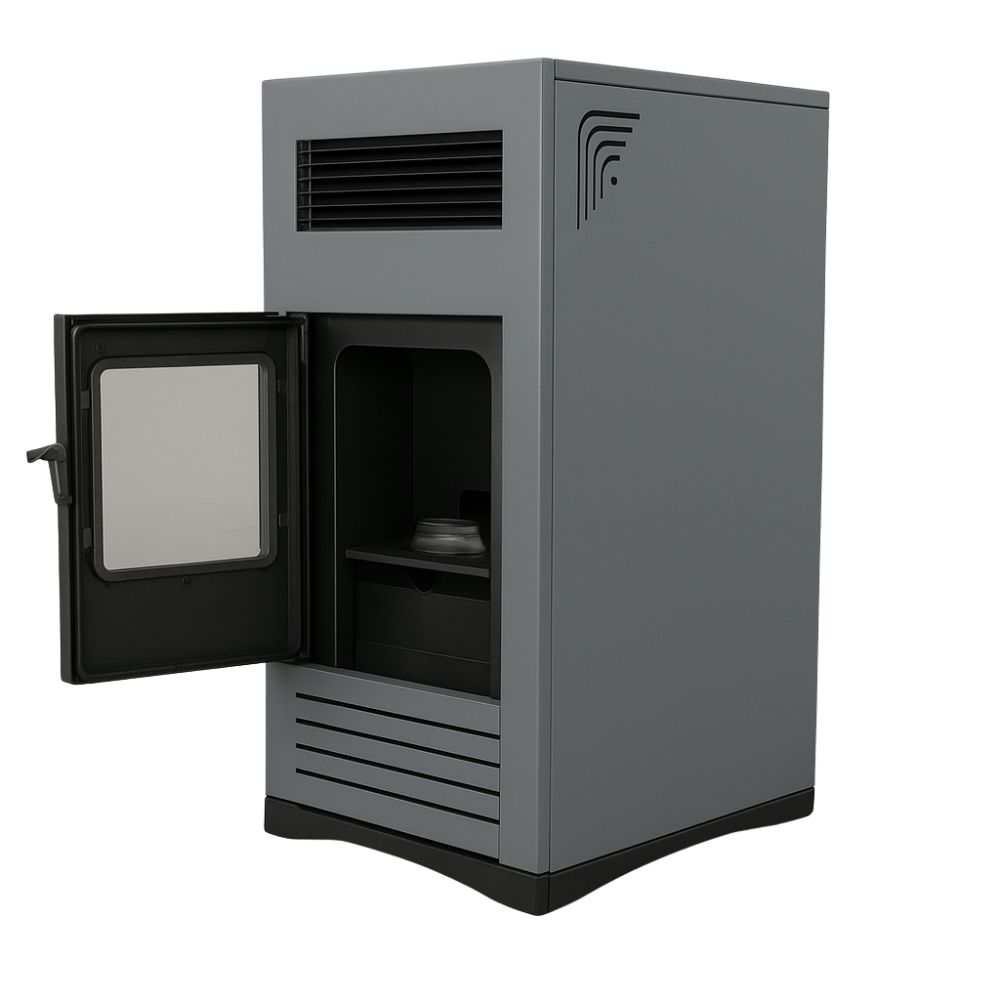 Peletové kachle / Pec na pelety Mytherm Angela TA 14 PRO sivá, 14kW | Teplovzdušné peletové kachle | Peletové kachle / Pece na pelety |