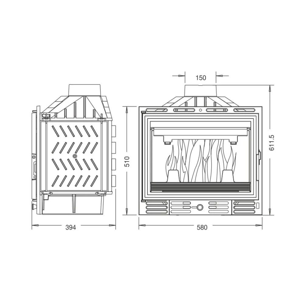 Krbová vložka UNIFLAM 600 ECO s klapkou a prívodom vzduchu, 8 kW | Moderne krby na drevo | Krby |