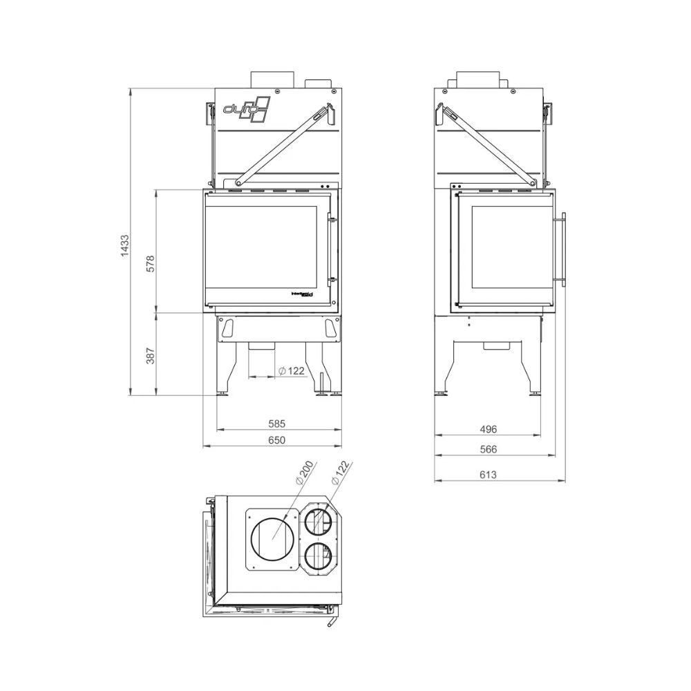 Krbová vložka UNIFLAM 660 DURO s rozvodmi vzduchu a prívodom vzduchu, ľavá strana, 10 kW | Krby na drevo | Krby |