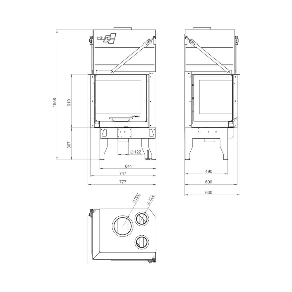 Krbová vložka UNIFLAM 660 DURO s rozvodmi vzduchu a prívodom vzduchu, pravá strana, 10,25 kW | Krby na drevo | Krby |