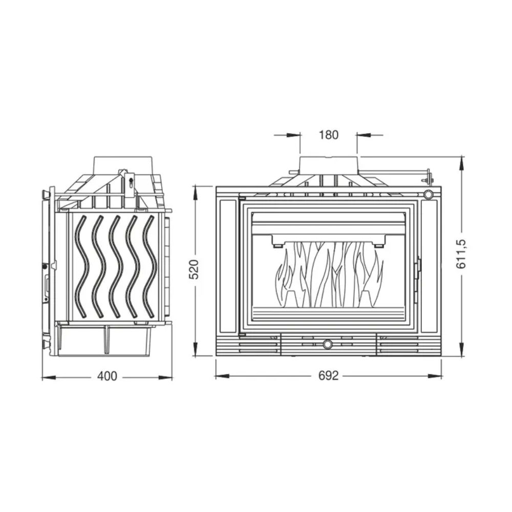 Krbová vložka UNIFLAM 700 ECO s klapkou, 8 kW | Krby na drevo | Krby |