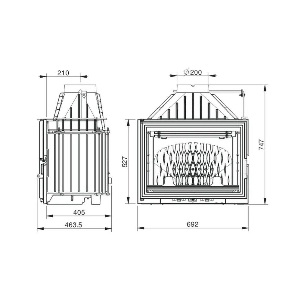 Krbová vložka UNIFLAM 700 LUX ECO s klapkou a prívodom vzduchu, 12 kW | Krby na drevo | Krby |