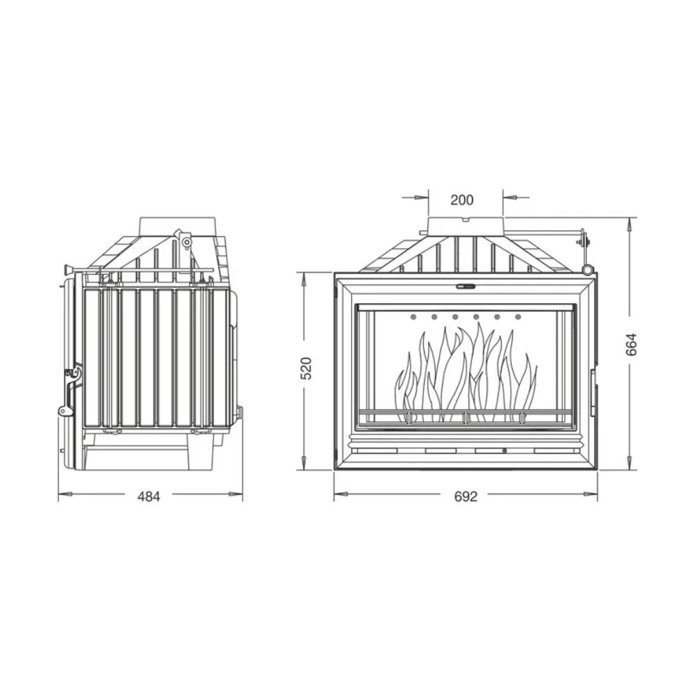 Krbová vložka UNIFLAM 700 OPTION ECO s klapkou, 10 kW | Krby na drevo | Krby |