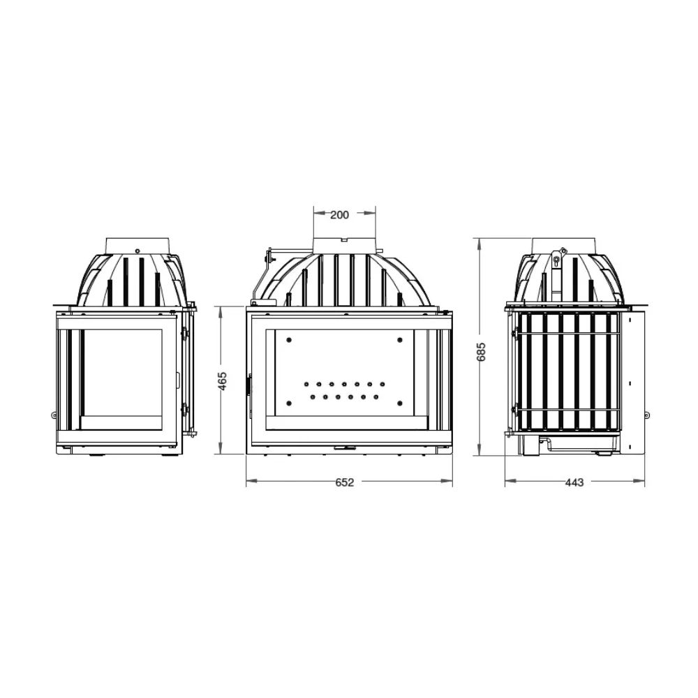 Krbová vložka UNIFLAM 700 PLUS ECO s klapkou, pravá strana, 9 kW | Krby na drevo | Krby |