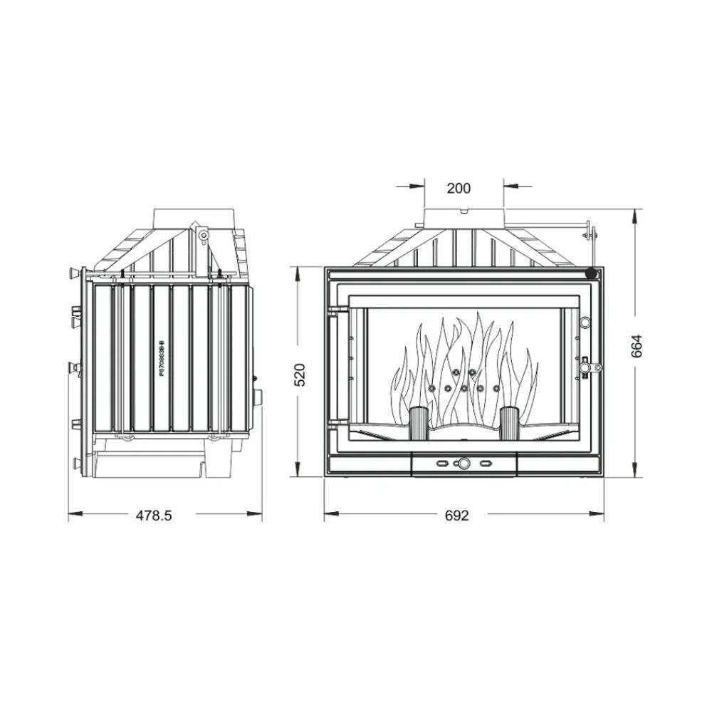 Krbová vložka UNIFLAM 700 STANDARD ECO s klapkou, 10 kW | Krby na drevo | Krby |