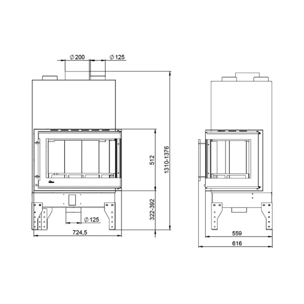 Krbová vložka UNIFLAM 760 EVO PBS s rozvodmi vzduchu a prívodom vzduchu, ohnuté sklo, ľavá strana, 10 kW | Krby na drevo | Krby |