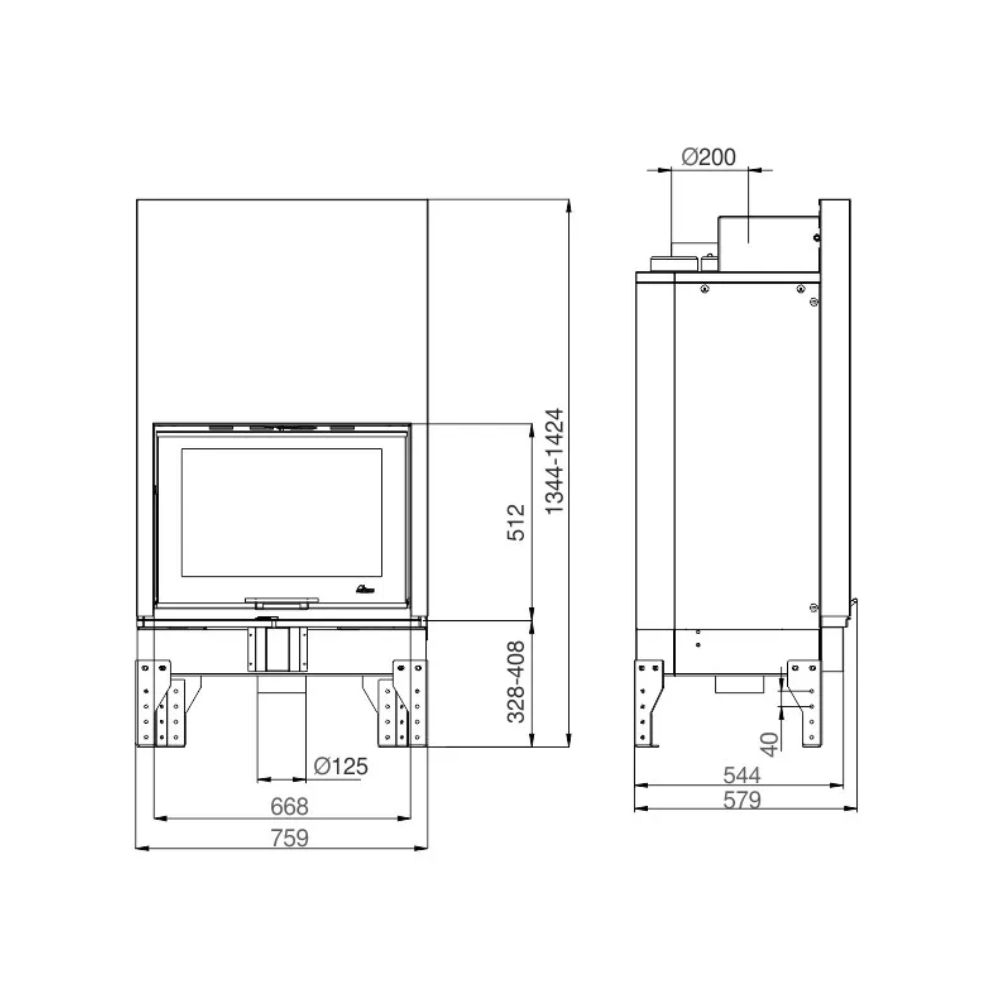 Krbová vložka UNIFLAM 760 EVO s výsuvnými dverami a prívodom vzduchu, 11 kW | Moderne krby na drevo | Krby |