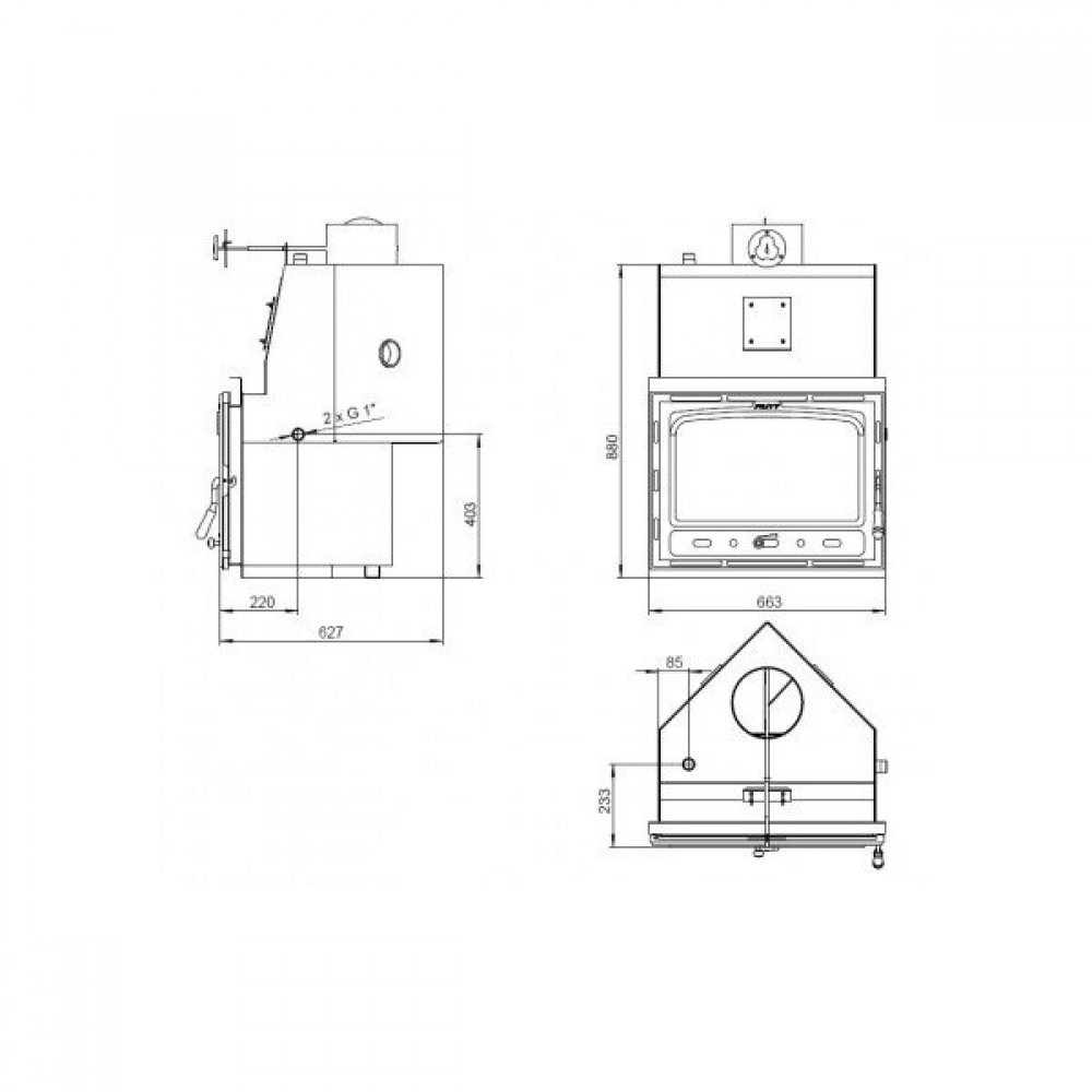 Teplovodná krbová vložka Prity AC W20, liatinový, 25kw | Krby na drevo | Krby |