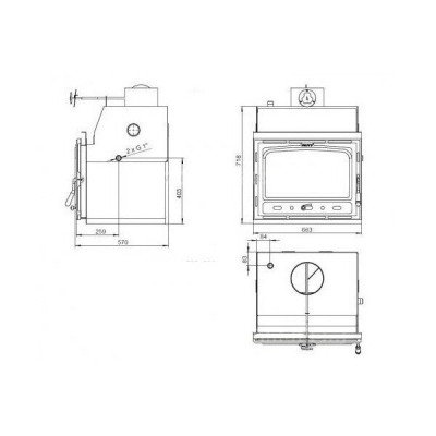 Teplovodná krbová vložka Prity C W18, liatinový, 23.5kw - Liatinové krbové vložky
