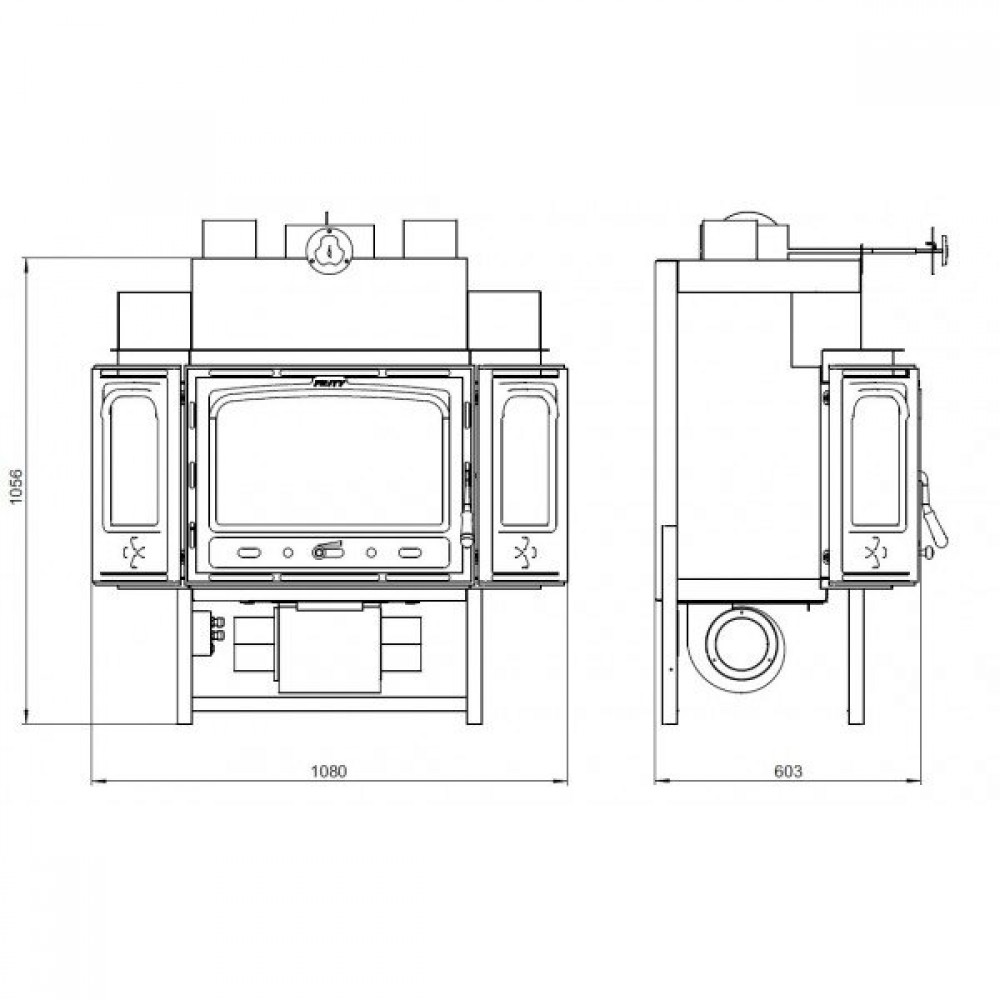 Krbova vlozka Prity TCF, liatinový, 18.5kW | Krby na drevo | Krby |