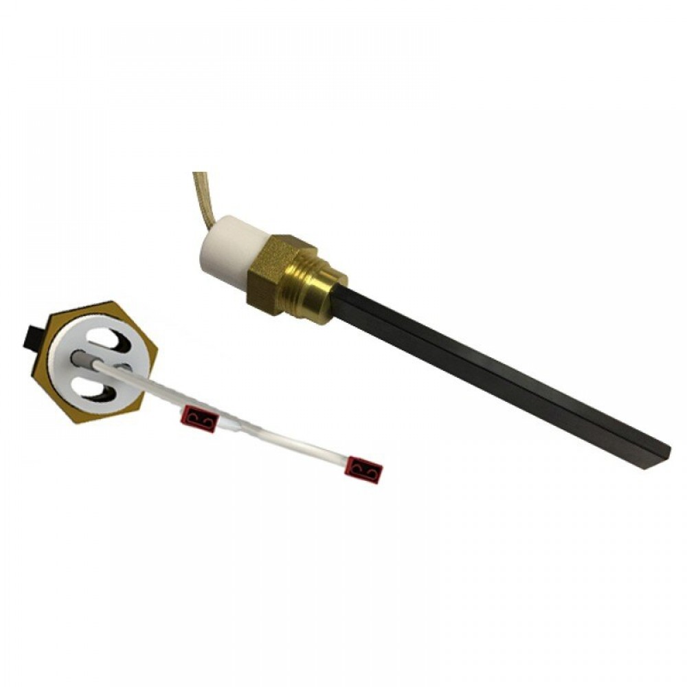 Zapaľovač / rezistor s čiernym kremenným kryštálom pre peletové kachle Ferroli, Eco Spar, BURNiT, celková dĺžka 123 mm, 300 W | Zapaľovače / rezistory pre peletové kachle | Diely pre peletové kachle |