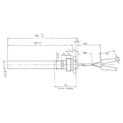 Zapaľovač / rezistor pre peletové kachle Palazzetti a iné, celková dĺžka 188mm, 350W - Zapaľovače / rezistory pre peletové kachle