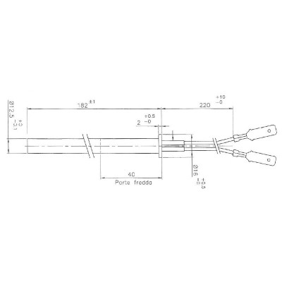 Zapaľovač / rezistor pre peletové kachle Edilkamin, Thermorossi a iné, celková dĺžka 182mm, 350W - Zapaľovače / rezistory pre peletové kachle