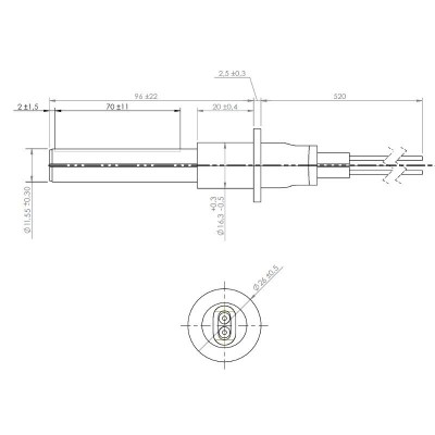 Keramické Zapaľovač / rezistor pre peletové kachle ETA, Grant Spira, ComfortBilt, celková dĺžka 107mm, 260W - Zapaľovače / rezistory pre peletové kachle