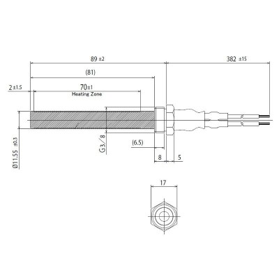 Keramické Zapaľovač / rezistor pre peletové kachle BURNiT, Deville a iné, celková dĺžka 94mm, 300W - Zapaľovače / rezistory pre peletové kachle