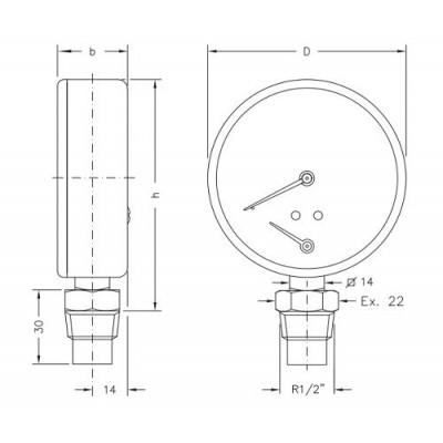 Axial thermomanometer Cewal, Bottom connection - Porovnanie produktov