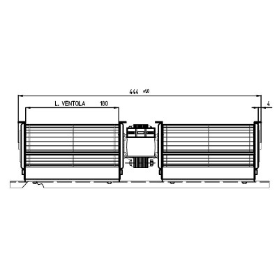 Dvojitý priečny ventilátor Fergas pre peletové kachle Cadel, Ravelli, Edilkamin, s Ø60 mm, prietok 168 m³/h, 360 mm - Diely pre peletové kachle
