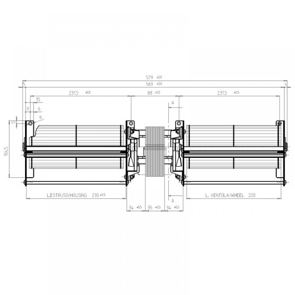 Dvojitý priečny ventilátor pre peletové kachle Edilkamin s Ø80 mm, prietok 660 m³/h | Ventilátory a dúchadlá | Diely pre peletové kachle |