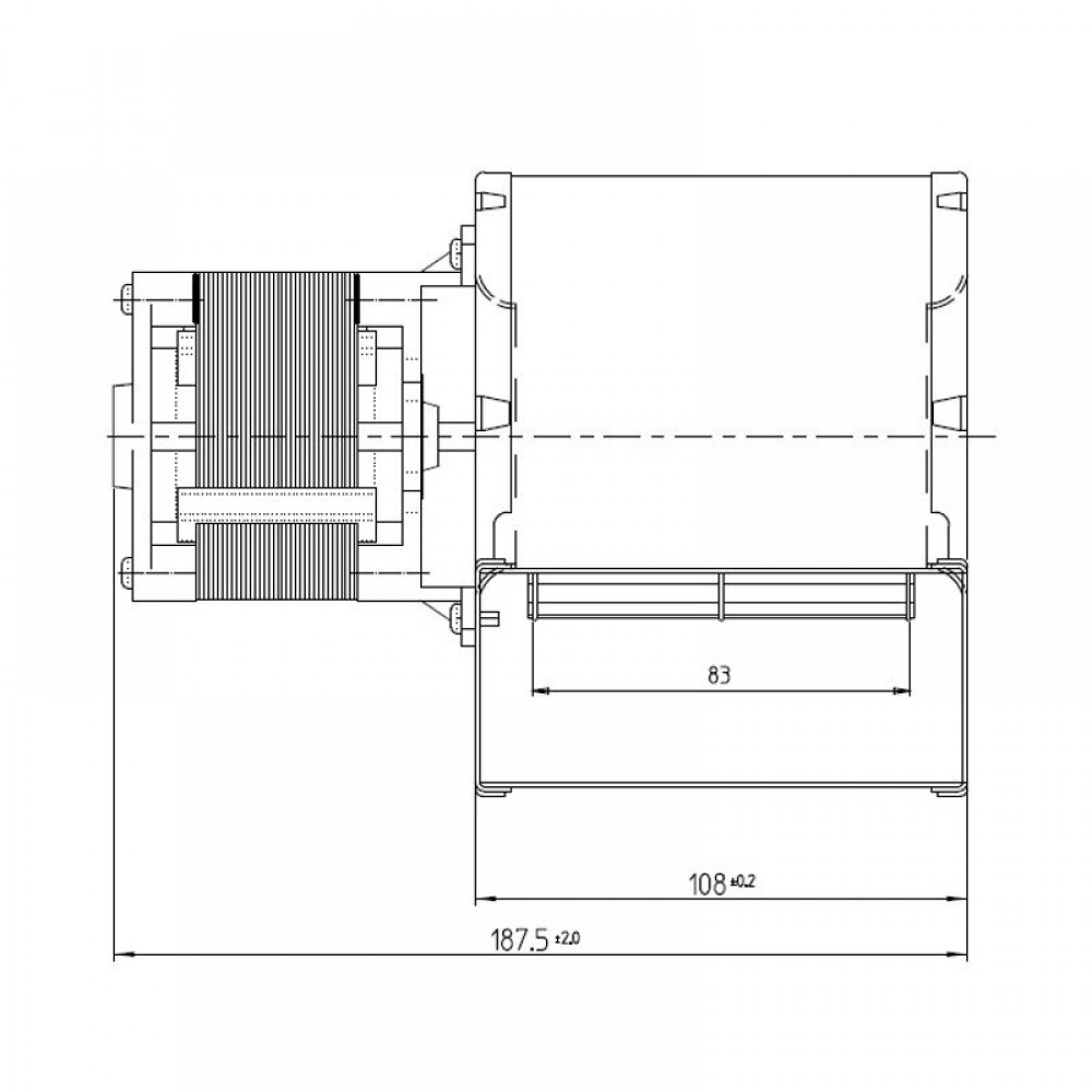 Radiálny ventilátor Fergas pre peletové kachle Ecoforest, Edilkamin, Italiana Camini, prietok 258 m³/h | Ventilátory a dúchadlá pre peletové kachle | Diely pre peletové kachle |