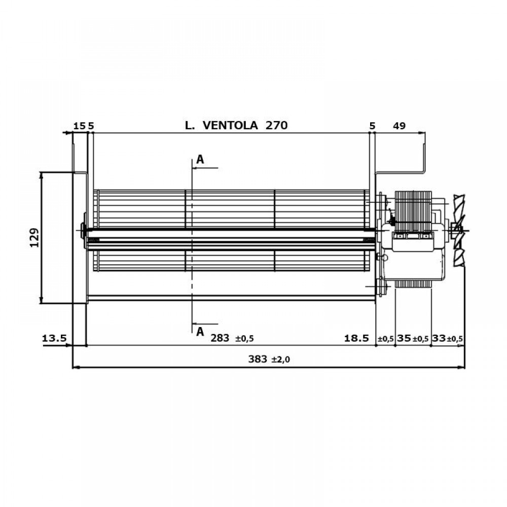 Tangenciálny ventilátor Fergas pre peletové kachle Edilkamin a iné s Ø80 mm, prietok 337 m³/h | Ventilátory a dúchadlá | Diely pre peletové kachle |