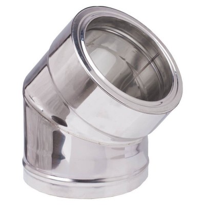 Dymové koleno 45° dvojstenné, nerezová oceľ AISI 304, izolácia, Ф80-130Ф - 300-350 - Spiroduct