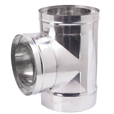 Dymovod T kus s krycom viečkom 90° dvojstenný, izoláciou, nerezová oceľ AISI 304, Ф80-130 - Ф300-350 - Spiroduct