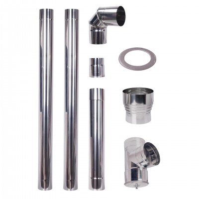 Komínová súprava pre peletový kozub, nerezová oceľ AISI 304, 80-130mm-80-150mm - Komíny