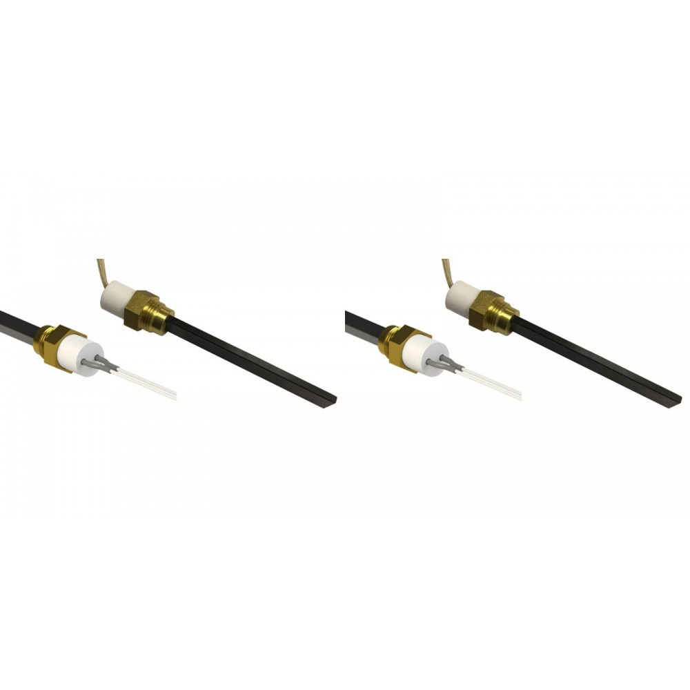 Zapaľovač / rezistor s čiernym kryštálom kremeňa pre peletové kachle Karmek One, Balkan Energy, La Nordica a iné, celková dĺžka 126mm, 300W - x2